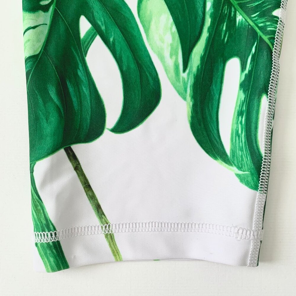 CHRLDR Monstera Leaf 3/4 Leggings Athleisure Yoga Tropical Resort Activewear - Picture 4 of 14